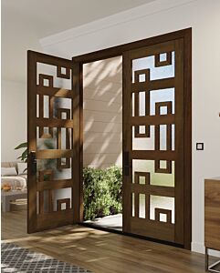 Mahogany Arca Full Lite, Artistic Lite Designer SDL Contemporary Modern Shaker Double Door