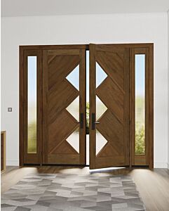 Mahogany Cairo Artistic Lite Designer  Multi Panel Shaker Double Door, Sidelites