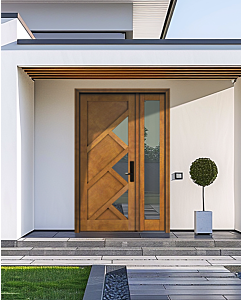 Mahogany Cairo Full Lite, Artistic Lite Designer SDL Shaker Single Door, Sidelite