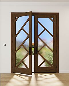 Mahogany Cairo Full Lite, Artistic Lite Designer SDL Shaker Double Door