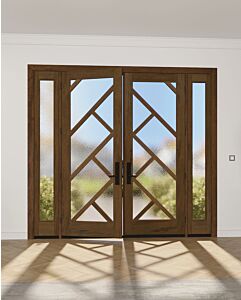 Mahogany Cairo Full Lite, Artistic Lite Designer SDL Shaker Double Door, Sidelites