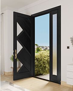 Mahogany Cairo Artistic Lite Designer  Multi Panel Shaker Single Door, Sidelite