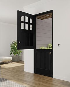 Mahogany Craftsman Arch Lite, 1/2 Lite, 6 Lite SDL 3 Panel Shaker Dutch Door