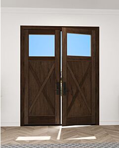 Mahogany Craftsman Top View Crossbuck Panel Shaker Double Door|CRF-CPG1-SH