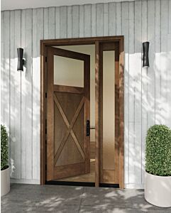 Mahogany Craftsman Top View Crossbuck Panel Shaker Single Door, Sidelite|CRF-CPG1-SH