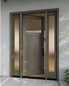 Mahogany Craftsman Top View 1 Panel Shaker Single Door, Sidelites|CRF-P1G1-SH