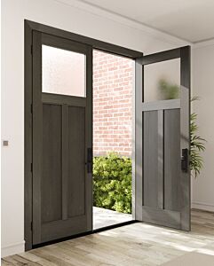 Mahogany Craftsman Top View 2 Panel Shaker Double Door|CRF-P2G1-SH