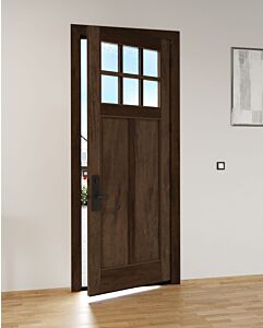 Mahogany Craftsman 6 Lite, Top View SDL 2 Panel Shaker Single Door|CRF-P2G6-SH