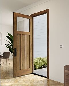 Mahogany Craftsman Top View 3 Panel Shaker Single Door|CRF-P3G1-SH