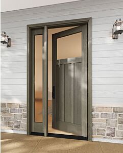 Mahogany Craftsman Top View 3 Panel Shaker Single Door, Sidelite|CRF-P3G1-SH