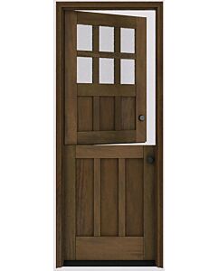 Mahogany Craftsman 1/2 Lite, 6 Lite SDL 3 Panel Shaker Dutch Door