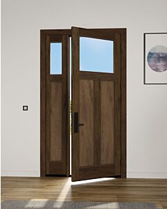 Mahogany Craftsman Top View 2 Panel Shaker Single Door, Sidelite|CRF-SH-FP