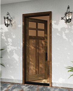 Mahogany Craftsman 4 Lite, Top View SDL 2 Panel Shaker Single Door|CRF4-SH-FP