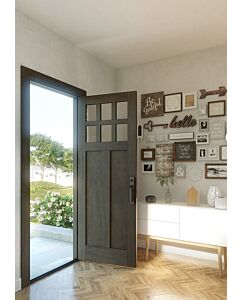 Mahogany Craftsman 6 Lite, Top View SDL 2 Panel Shaker Single Door|CRF6-SH-FP