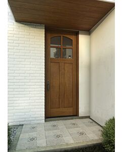 Mahogany Craftsman Arch Lite, Top View, 4 Lite SDL 2 Panel Shaker Single Door|CRF4-SH-AR-FP