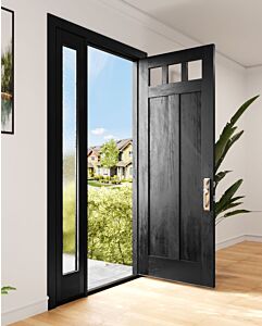 Mahogany Craftsman 3 Lite, Top View SDL 2 Panel Shaker Single Door, Sidelite|CRF6#-SH-FP