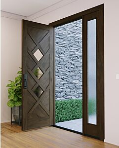 Mahogany Diamond Artistic Lite Designer  Shaker Single Door, Sidelite