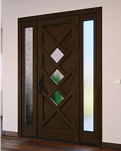 Mahogany Diamond Artistic Lite Designer  Shaker Single Door, Sidelites