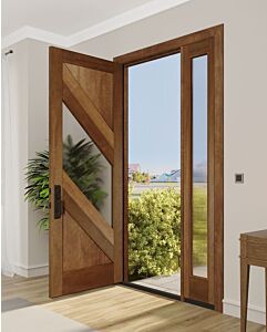Mahogany Fluted-6 Artistic Lite  Modern Shaker Single Door, Sidelite