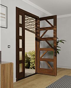 Mahogany Freska Full Lite, Artistic Lite Designer SDL Shaker Single Door, Sidelite