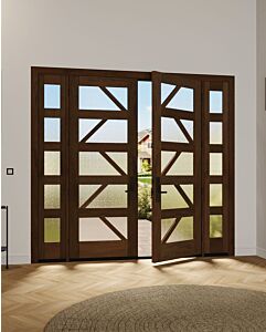 Mahogany Freska Full Lite, Artistic Lite Designer SDL Shaker Double Door, Sidelites