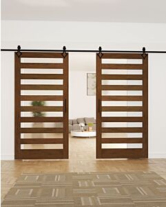 Mahogany Slimlite SDL Contemporary Modern Shaker Double Barn Door|G101-SLM-BARN