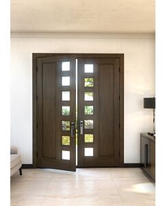 Mahogany Artistic Lite Designer  Contemporary Modern 1 Panel Shaker Double Door|G102SQ-SH-SH