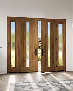 Mahogany Center Lite  Modern Shaker Double Door, Sidelites|G103CV-SH-SH