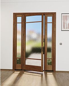 Mahogany Full Lite, Artistic Lite SDL Contemporary Modern Narrow Profile Shaker Single Door, Sidelites|G112-W-SLK-SH