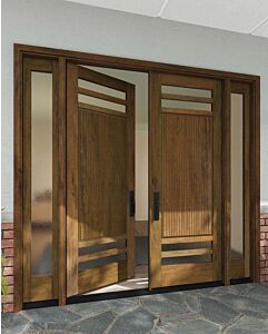 Mahogany Brazen 4 Lite SDL Contemporary Modern Shaker Double Door, Sidelites|G114-W-BZ-SH