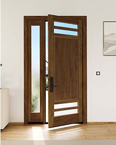 Mahogany Brazen 4 Lite SDL Contemporary Modern Shaker Single Door, Sidelite|G114-W-BZ-SH