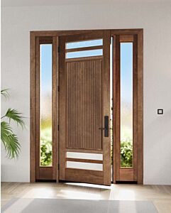 Mahogany Brazen 4 Lite SDL Contemporary Modern Shaker Single Door, Sidelites|G114-W-BZ-SH