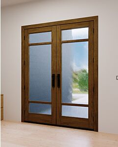 Mahogany Full Lite, Artistic Lite Designer  Contemporary Modern Shaker Double Door|G115-W