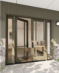 Mahogany Windermere Full Lite, Artistic Lite SDL Contemporary Modern Shaker Double Door, Sidelites|G1161-W