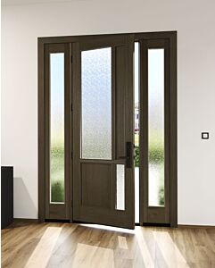 Mahogany Full Lite, Artistic Lite Designer  Contemporary Modern 2 Panel Shaker Single Door, Sidelites|G1162-W