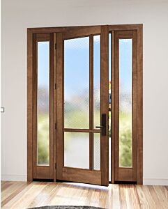 Mahogany Full Lite Artistic Lite Contemporary Modern Shaker Single Door, Sidelites|G1163-W
