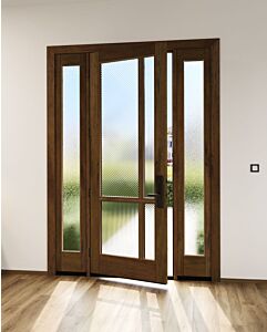 Mahogany Full Lite Artistic Lite Designer Contemporary Modern Shaker Single Door, Sidelites|G1164-W