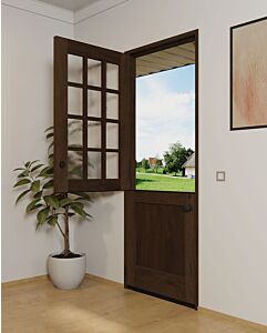 Mahogany 1/2 Lite, 12 Lite SDL 1 Panel Modern Farmhouse Shaker Dutch Door