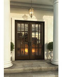 Mahogany Full Lite, 12 Lite SDL Double Door|G1201-OG