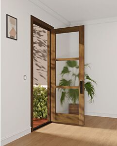 Mahogany Windermere Full Lite, 3 Lite SDL Contemporary Modern Shaker Single Door|G301-W-SH