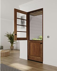 Mahogany Horizontal 4 Lite SDL 1 Panel Shaker Dutch Door