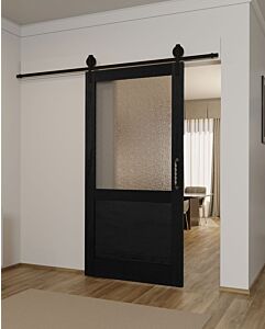 Mahogany 1/2 Lite Contemporary Modern 1 Panel Shaker Single Barn Door|G5001-BARN