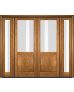 Mahogany 1/2 Lite 1 Panel Double Door, Sidelites|G5001-OG
