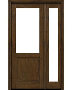 Mahogany 1/2 Lite 1 Panel Modern Farmhouse Shaker Single Door, Sidelite|G5001-SH