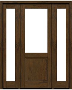 Mahogany 1/2 Lite 1 Panel Modern Farmhouse Shaker Single Door, Sidelites|G5001-SH