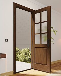 Mahogany 1/2 Lite, 6 Lite SDL 1 Panel Modern Farmhouse Shaker Single Door|G5006-SH