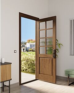 Mahogany 1/2 Lite, 8 Lite SDL 1 Panel Modern Farmhouse Shaker Single Door|G5008-SH