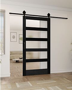 Mahogany 5 Lite SDL Contemporary Modern Shaker Single Barn Door|G501-BARN