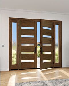 Mahogany Slimlite  Modern Shaker Double Door, Sidelites|G501-SLM-SH