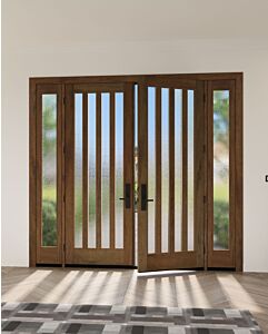 Mahogany Slimlite  Modern Shaker Double Door, Sidelites|G501V-SLM-SH